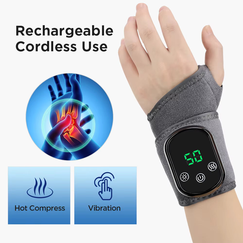 Wrist brace with digital display and hot compress/vibration functions