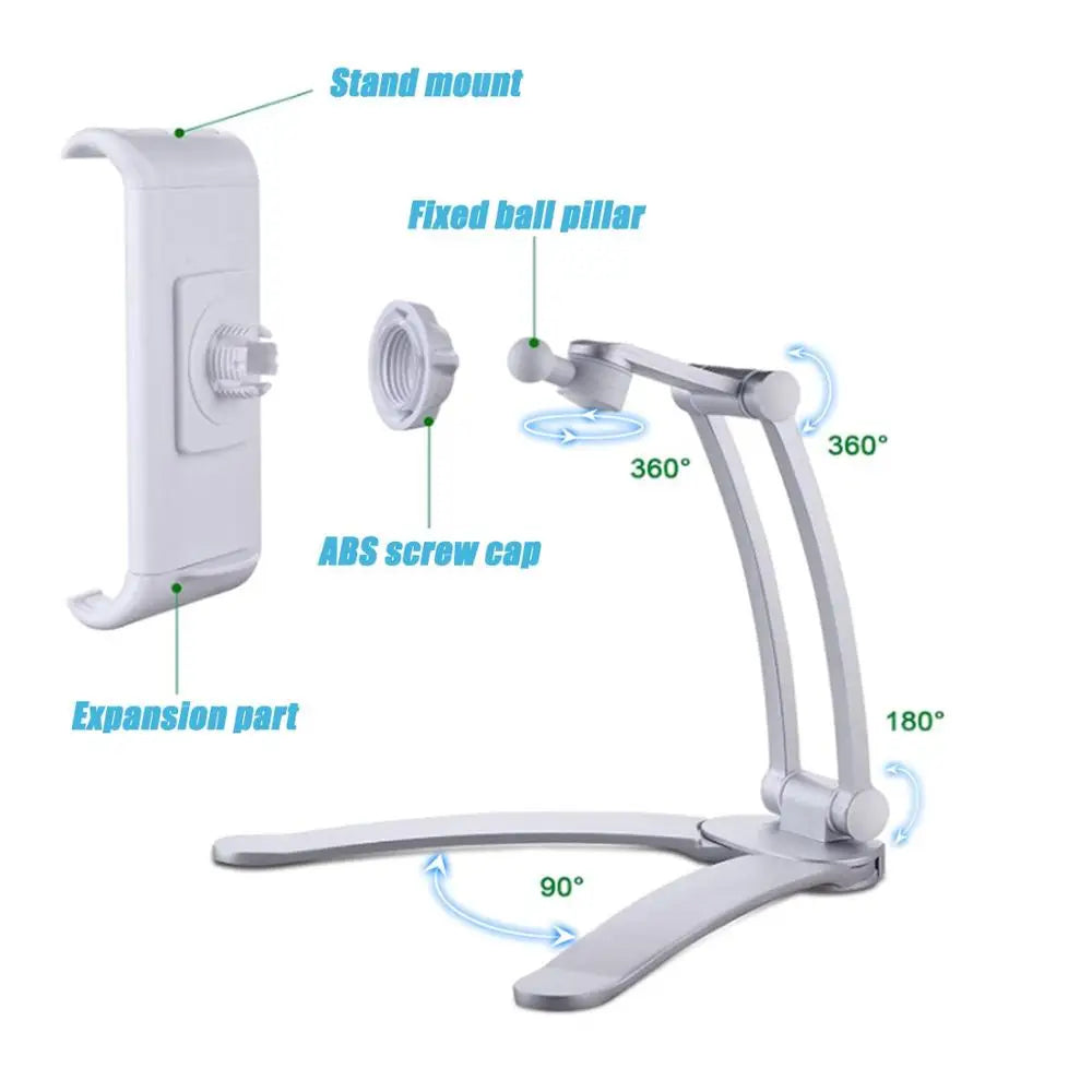 Hands-Free Tablet Stand for Seniors – Adjustable Phone & Tablet Desktop Mount