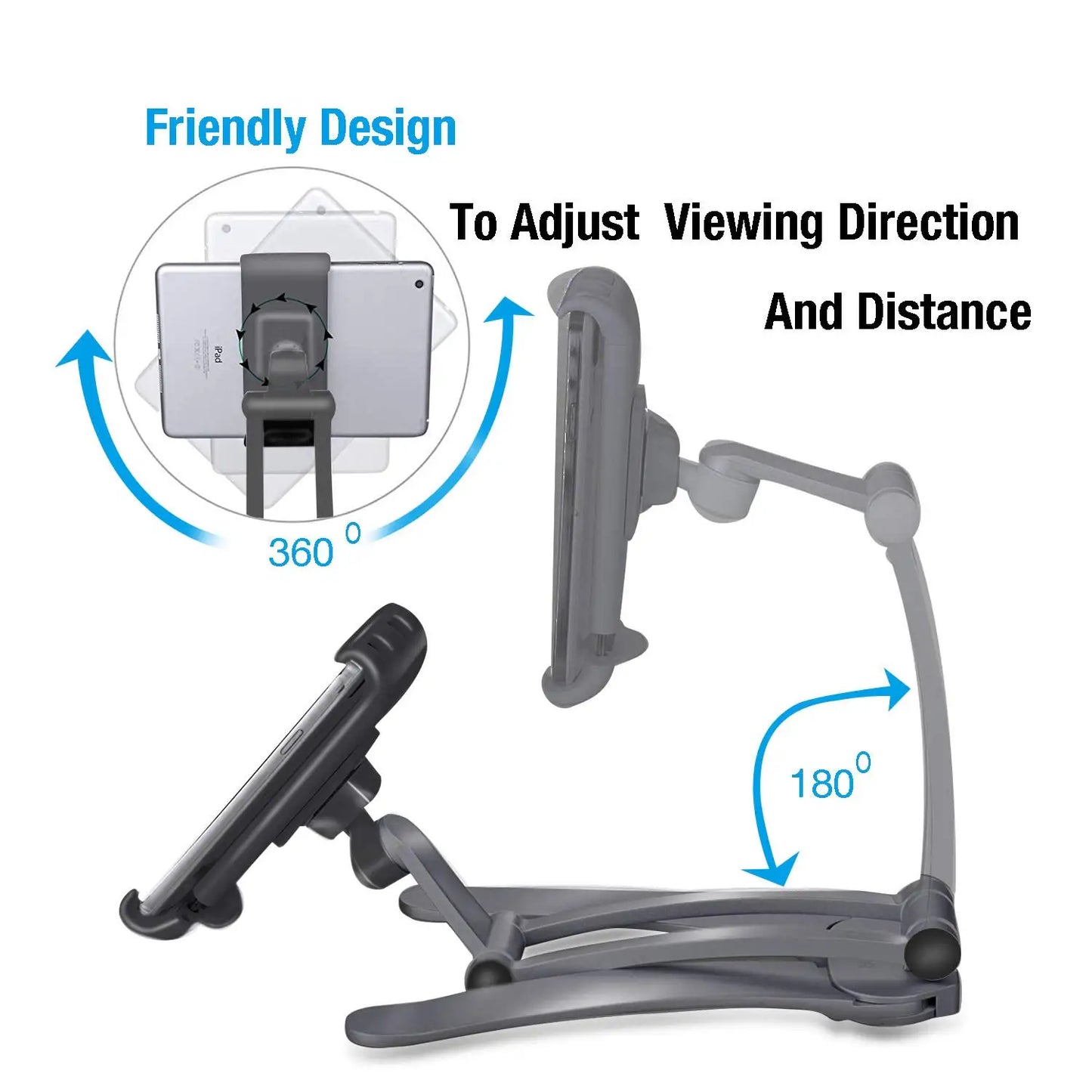 Hands-Free Tablet Stand for Seniors – Adjustable Phone & Tablet Desktop Mount