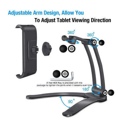 Hands-Free Tablet Stand for Seniors – Adjustable Phone & Tablet Desktop Mount
