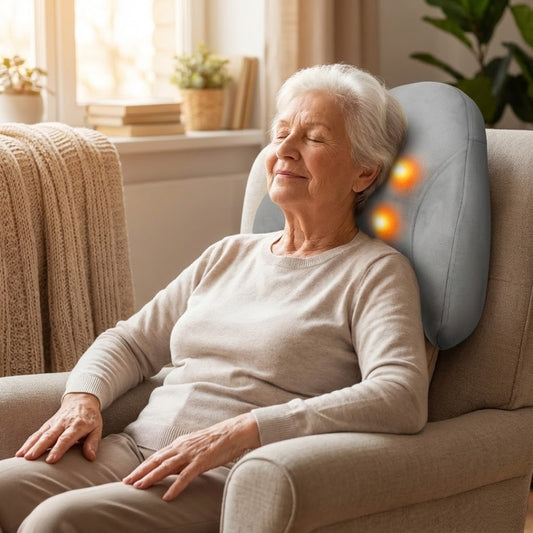 Senior-friendly shiatsu heated massage pillow for back and neck
