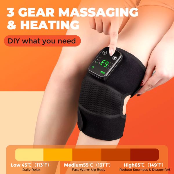 Knee massager for pain relief with vibration and heat therapy