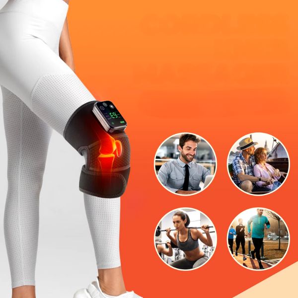 Knee massager with heat and vibration for arthritis and muscle relaxation