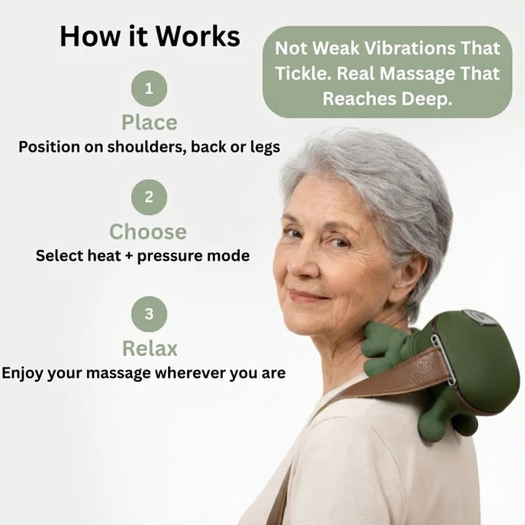 Cordless Heated Neck Massager – Gentle Comfort for Seniors – Silver Corridor