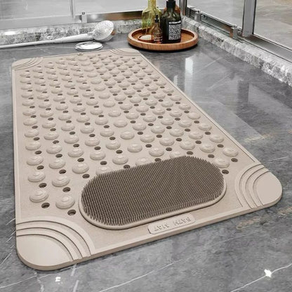 Non-Slip Shower Mat with Drain Holes, Suction Cups and Foot Massage Scrubber For Comfort and Safety