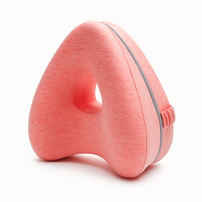 Red pillow for between legs for sleeping to align hips and relieve pain