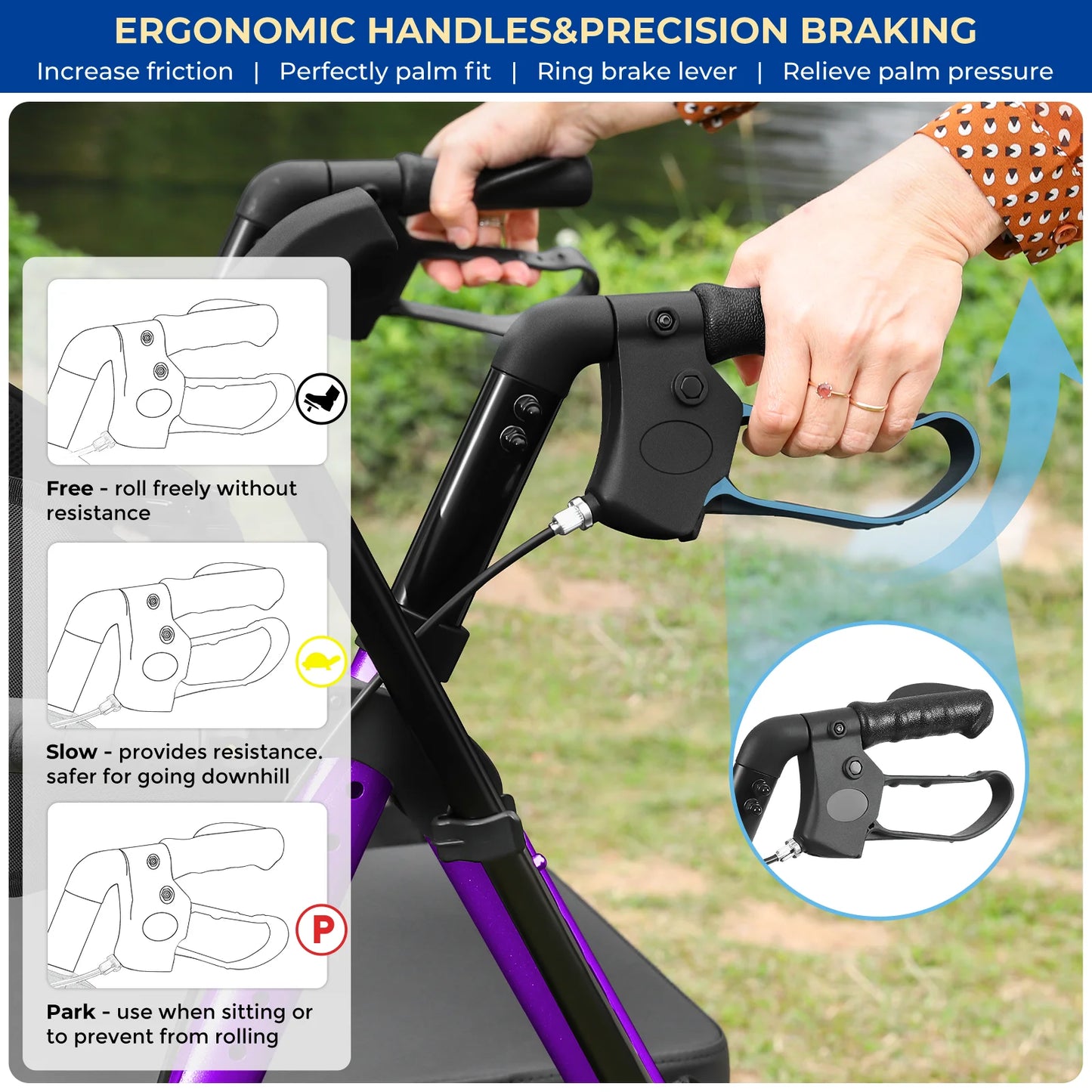 Foldable 2-in-1 Walker Wheelchair Combo with Adjustable Seat