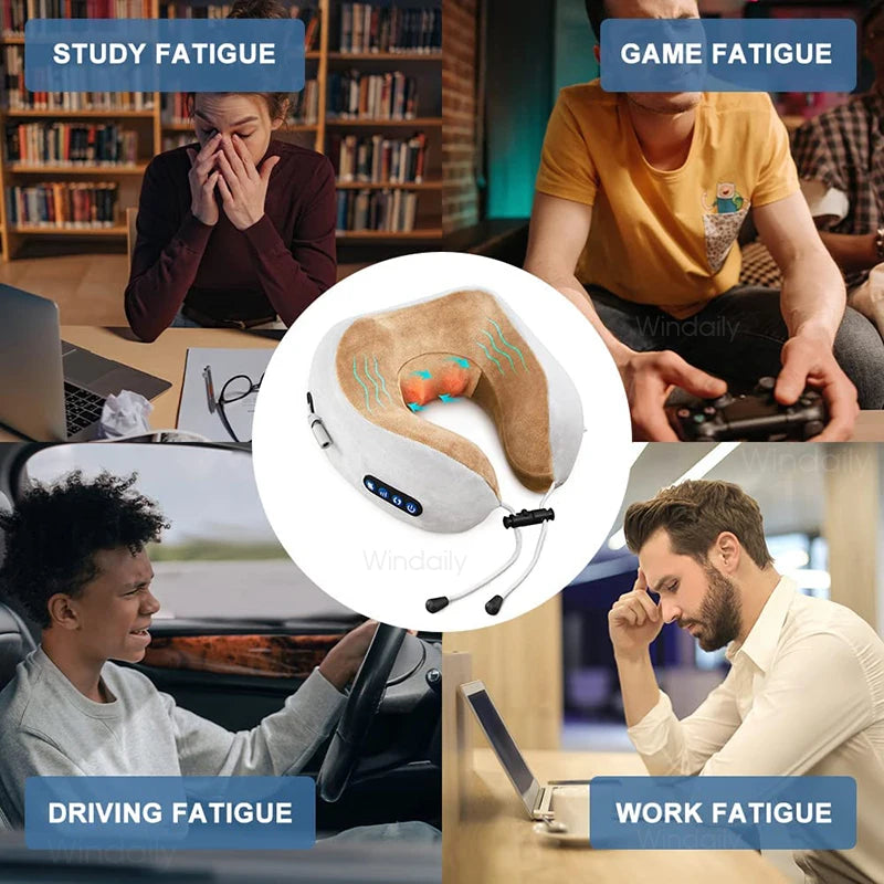 Portable Neck Massage Pillow for Seniors – Heat, Kneading & Support