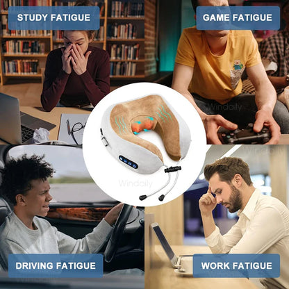 Portable Neck Massage Pillow for Seniors – Heat, Kneading & Support