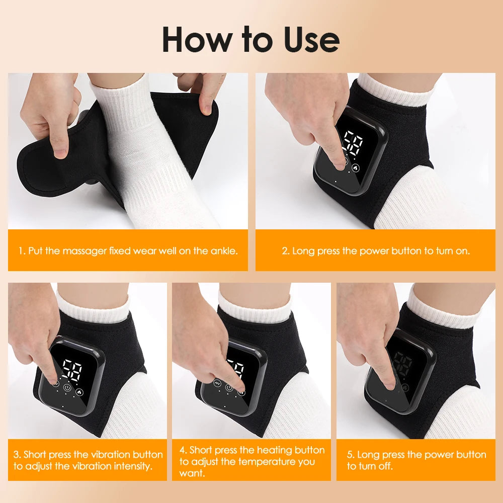 Electric Heating Ankle & Foot Massager for seniors – Infrared Heat & Vibration Therapy, Rechargeable