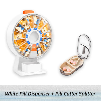 14-Days Home Pill Dispenser + 1/2 Pill Cutter Splitter One Set Sealed Portable Medicine Case Pill Dispenser Daily