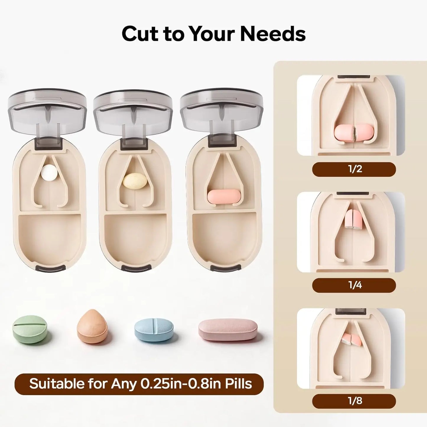 14-Days Home Pill Dispenser + 1/2 Pill Cutter Splitter One Set Sealed Portable Medicine Case Pill Dispenser Daily
