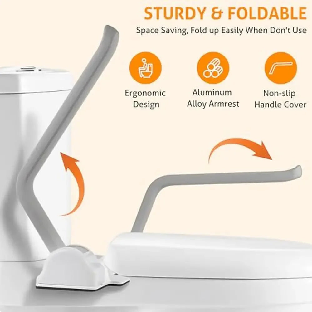 Foldable Toilet Safety Frame with Anti-Skid Handrails for Stability