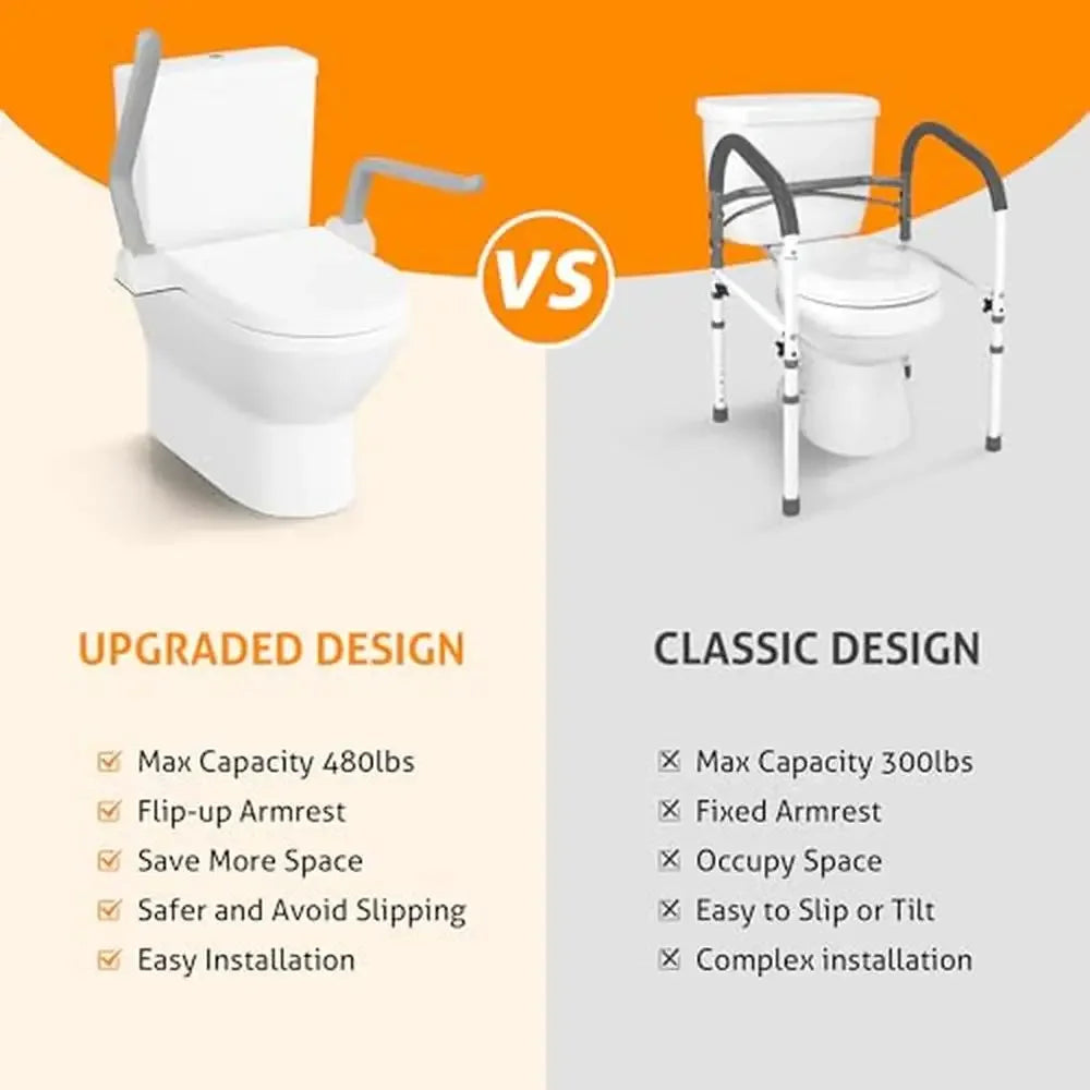 Durable Aluminum Alloy Toilet Frame with Foam-Padded Handrails