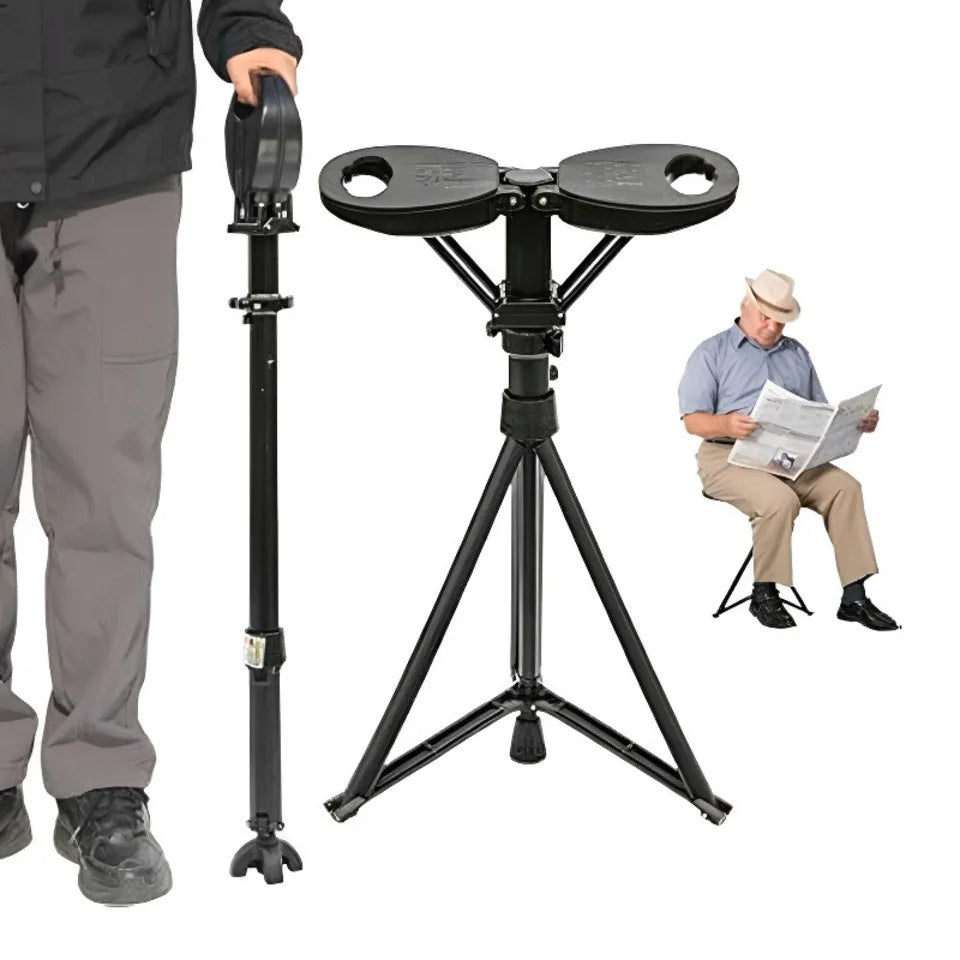 

Foldable Aluminium Cane Stool for Travel and Trade Fairs