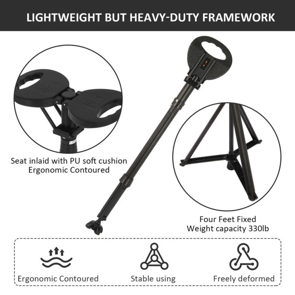 

Tripod Stool and Walking Cane Combo for Men and Women