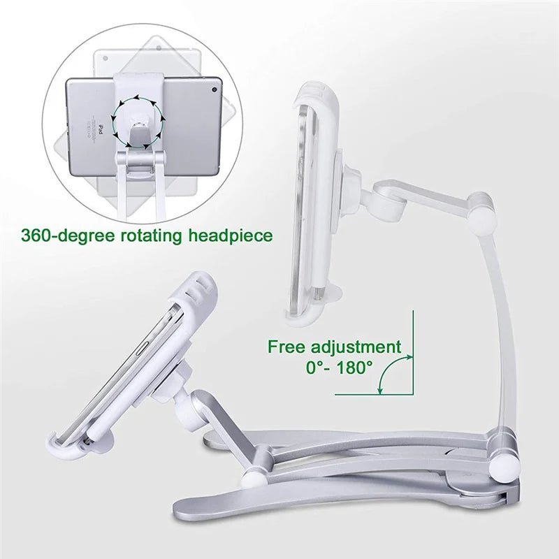 Hands-Free Tablet Stand for Seniors – Adjustable Phone & Tablet Desktop Mount