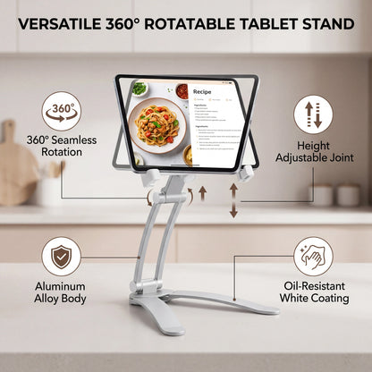 Hands-Free Tablet Stand for Seniors – Adjustable Phone & Tablet Desktop Mount