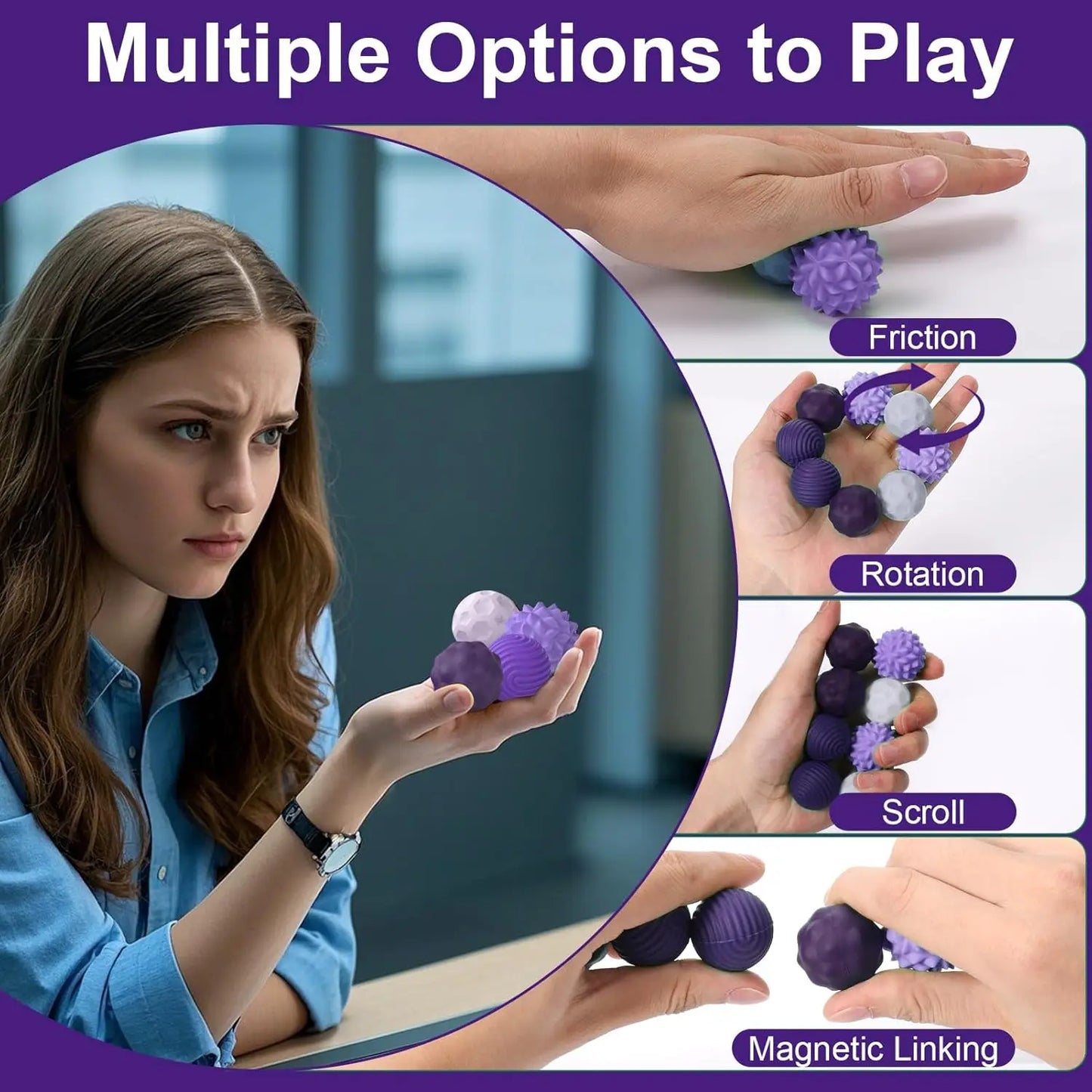 Silicone Magnetic Fidget Balls for Seniors | Stress Relief Hand Therapy Toy
