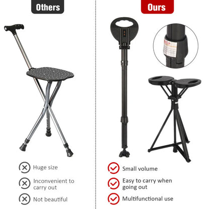Aluminium Alloy Cane Stool – 2-in-1 Foldable Walking Stick with Seat for Seniors & Outdoor Enthusiasts