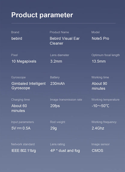 Bebird Note5 Pro Smart Visual Ear Cleaning Tool - 10MP Camera and Tweezers – Personal Care Ki