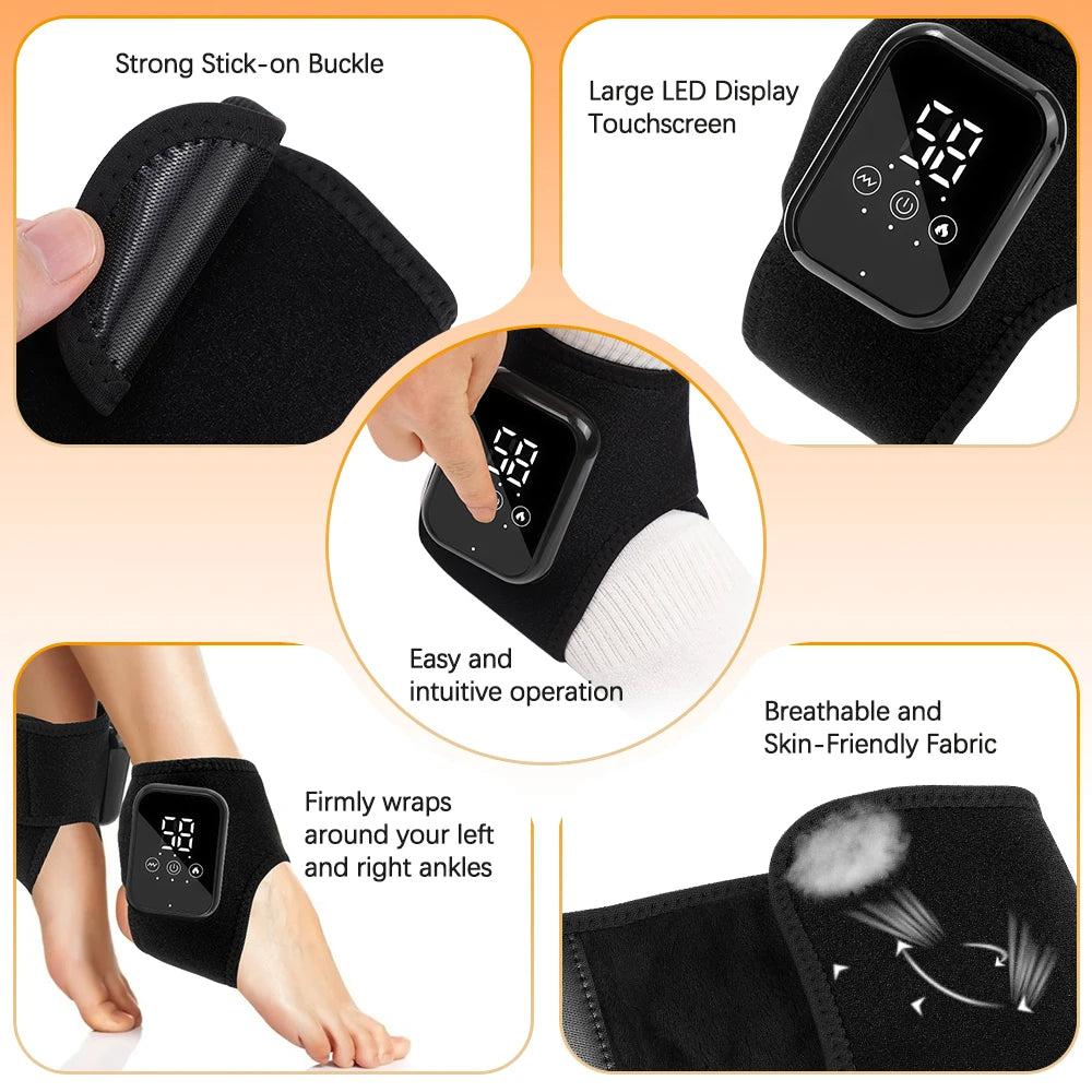 Electric Heating Ankle & Foot Massager for seniors – Infrared Heat & Vibration Therapy, Rechargeable
