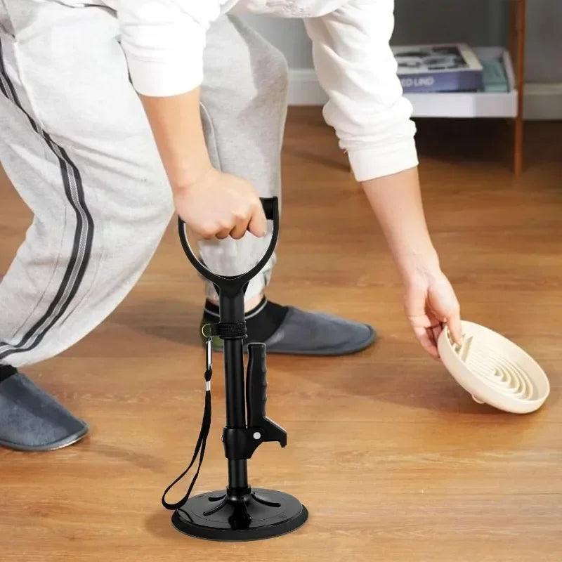 

Height-adjustable standing support stick for elderly users
