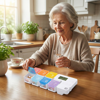 Smart 7-Day Pill Organizer for Seniors - Alarm Reminder & Organized Storage