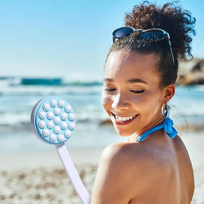 Long Handle Shower Massager & Lotion Applicator: Back Scrubber for Bath with Rotating Massage Balls