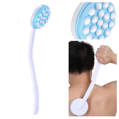 Long Handle Shower Massager & Lotion Applicator: Back Scrubber for Bath with Rotating Massage Balls