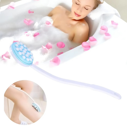 Long Handle Shower Massager & Lotion Applicator: Back Scrubber for Bath with Rotating Massage Balls