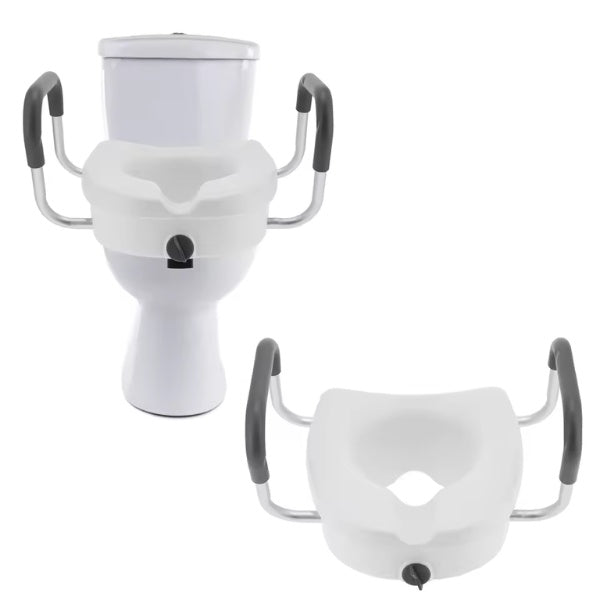 Toilet riser with arms for pregnant women and those with mobility issues