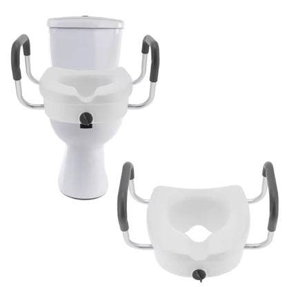 Toilet riser with arms for pregnant women and those with mobility issues