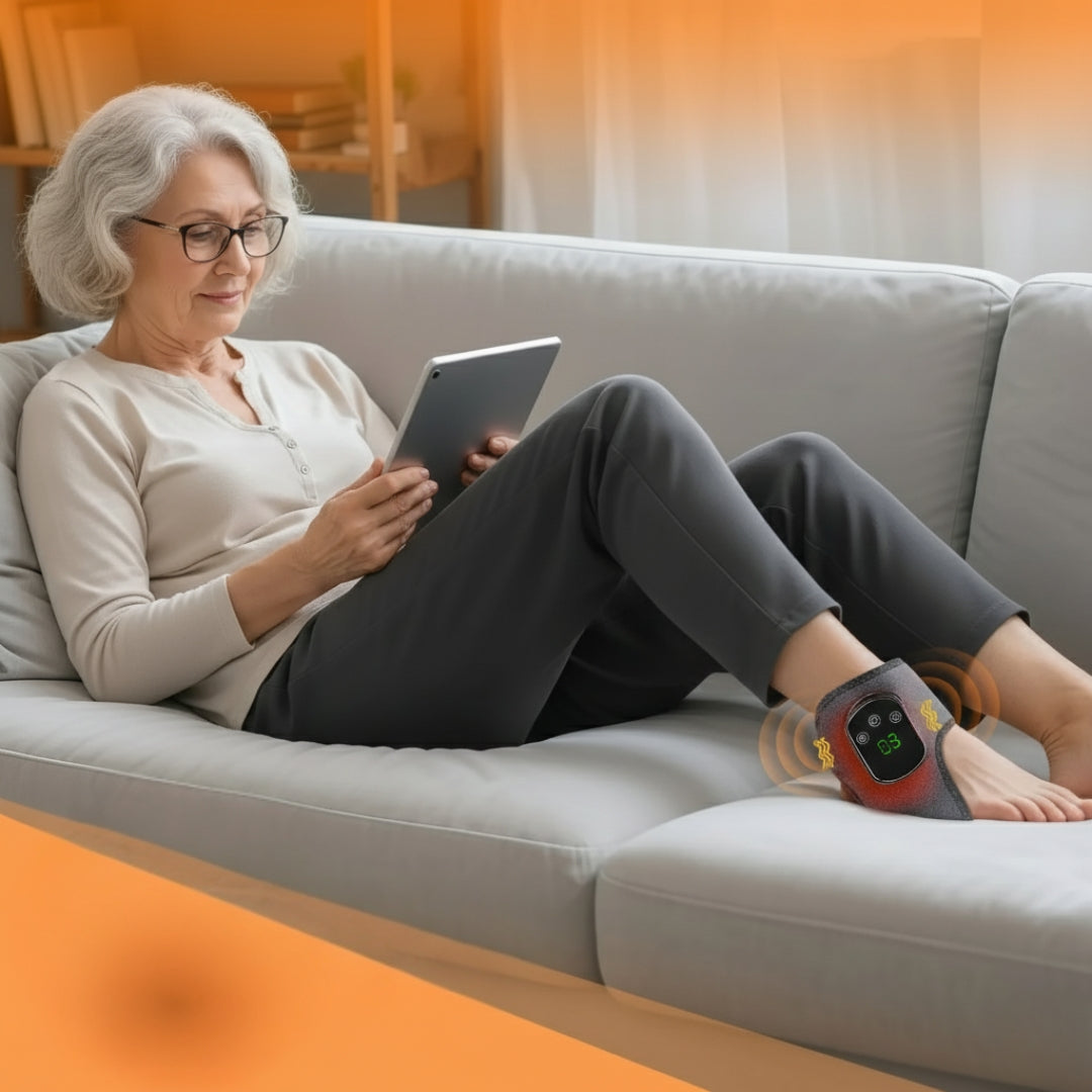 Electric Heating Ankle & Foot Massager for seniors – Infrared Heat & Vibration Therapy, Rechargeable
