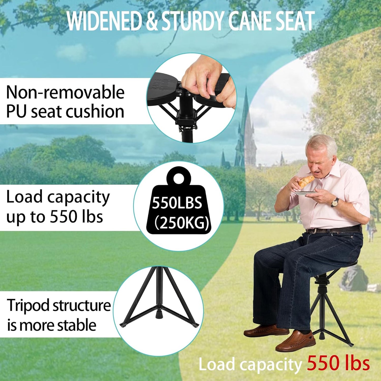 Portable Hiking Stick with Foldable Chair for Outdoor Activities