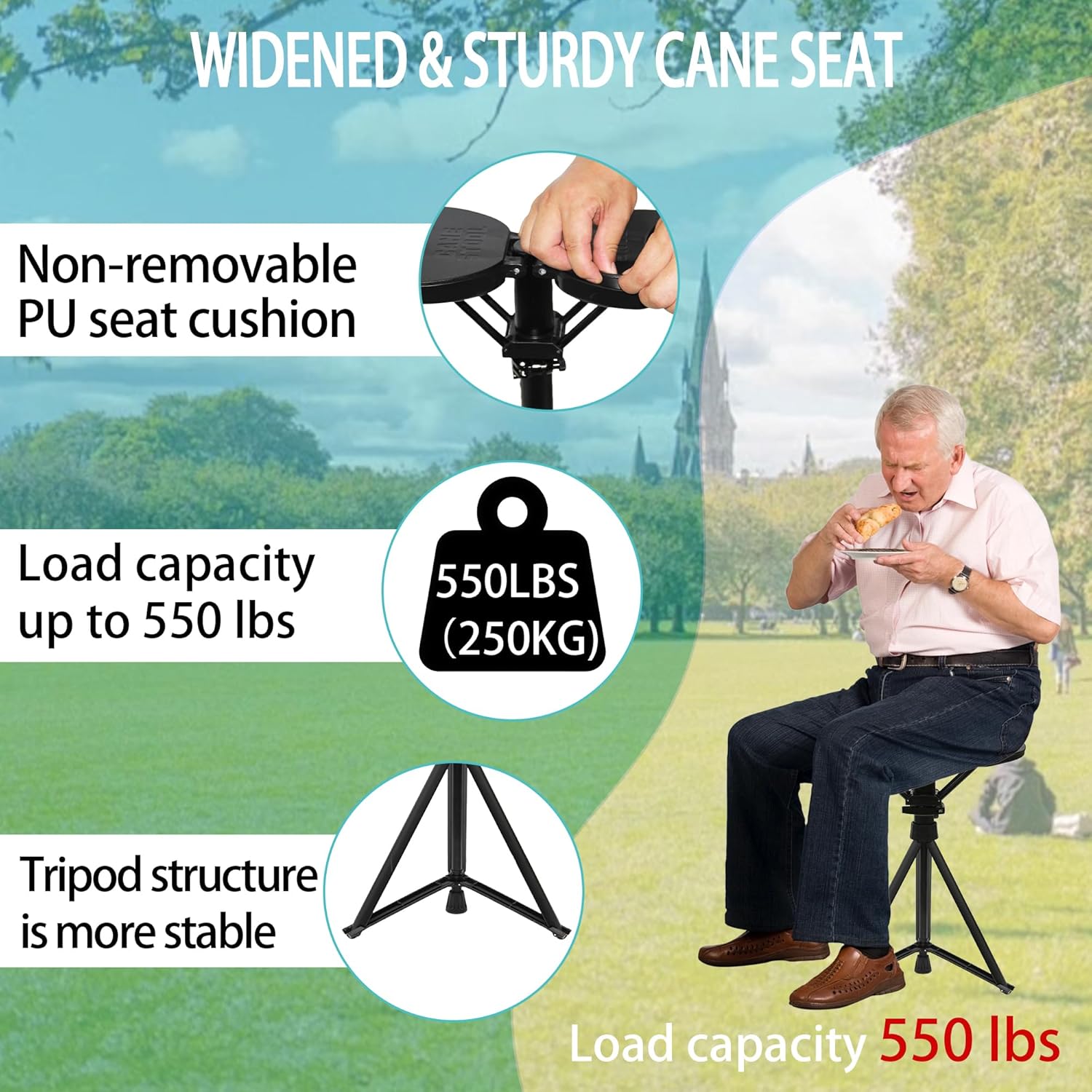 Portable Hiking Stick with Foldable Chair for Outdoor Activities