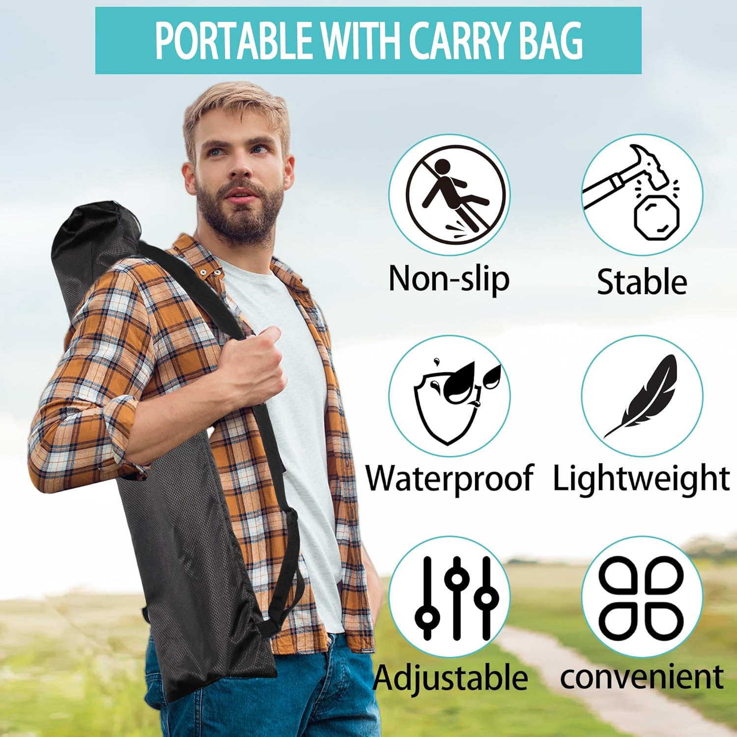 

Ergonomic Handle Cane Stool for Easy Carry and Comfort
