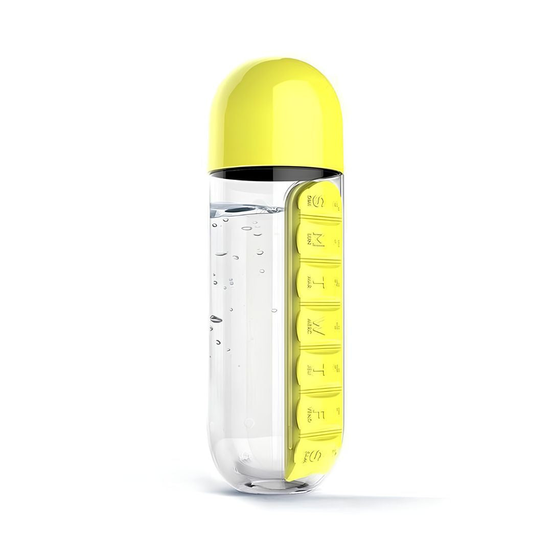 water bottle with pill organizer