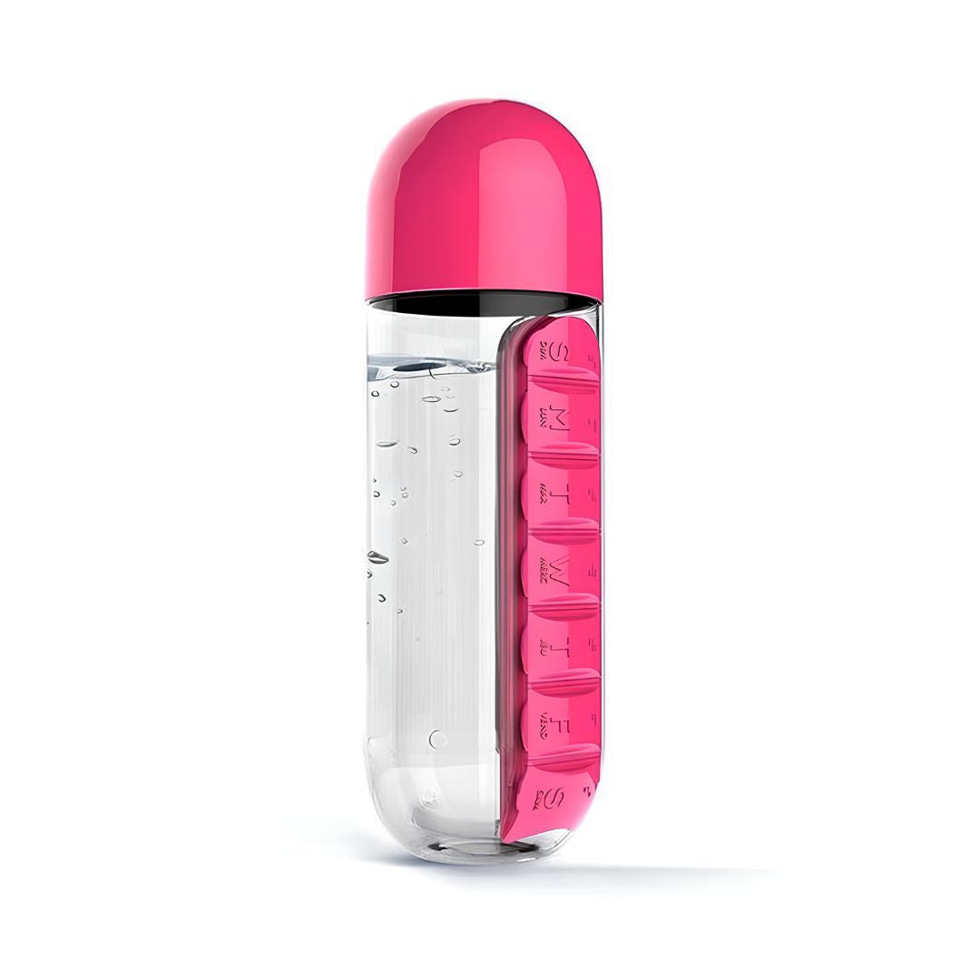 water bottle with built in pill organizer
