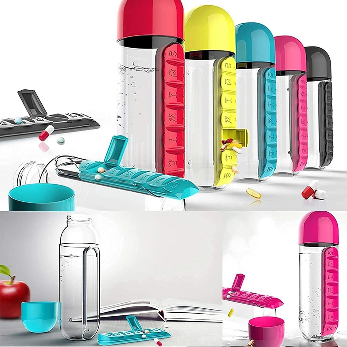 pill bottle with water bottle