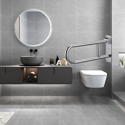 Wall-mounted grab bar for bathroom with flip-up feature