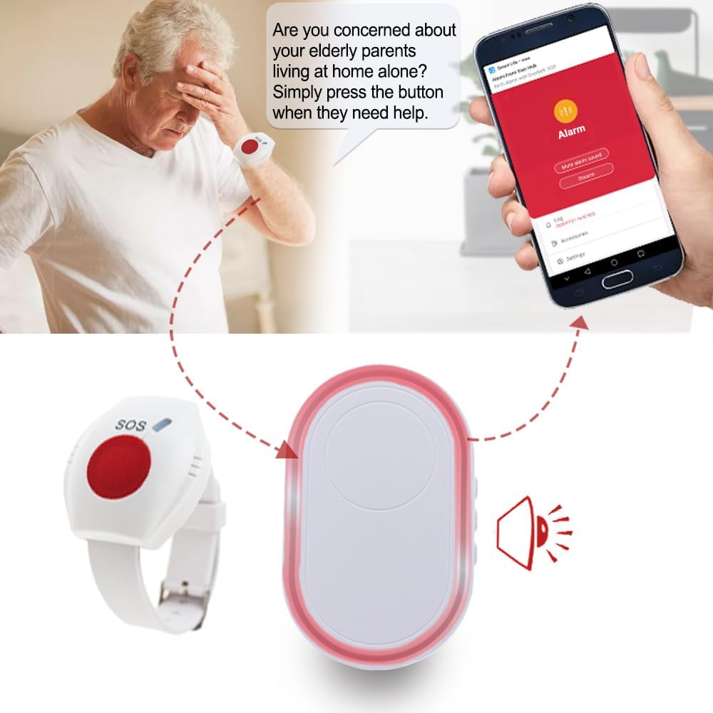 

Tuya Smart App Notification for Elderly with SOS Bracelet and WiFi Host