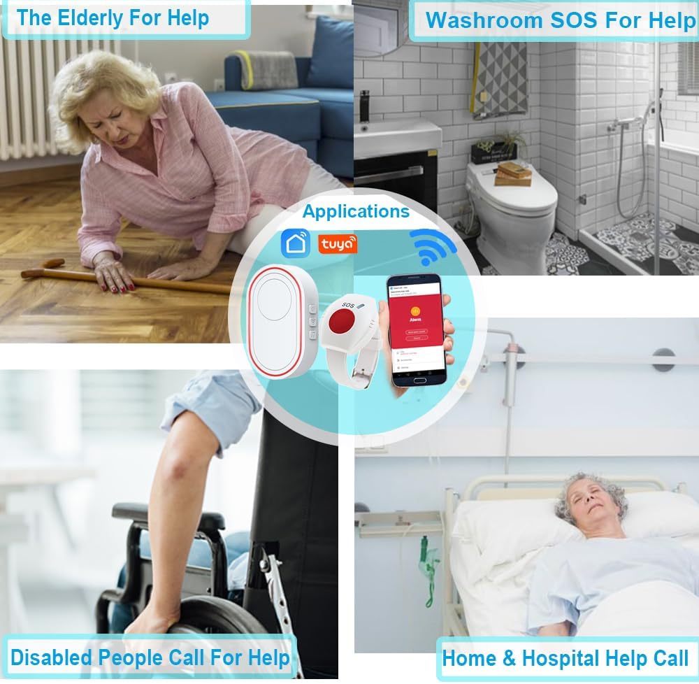 

Senior Fall Alert Device with Waterproof SOS Bracelet and LED Flicker