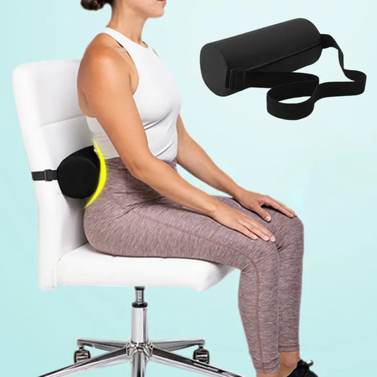 Lumbar Support Roller Cushion for Office, Car & Pain Relief