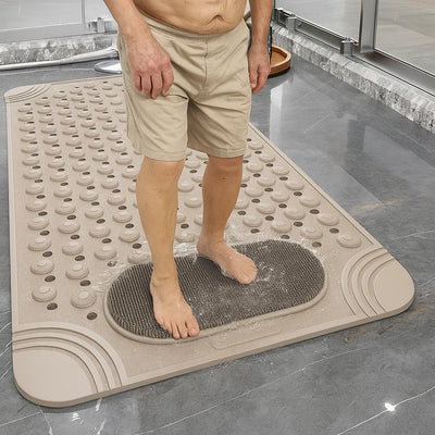 Non-Slip Shower Mat for Elderly – Foot Massage Bath Mat with Drain Holes & Suction