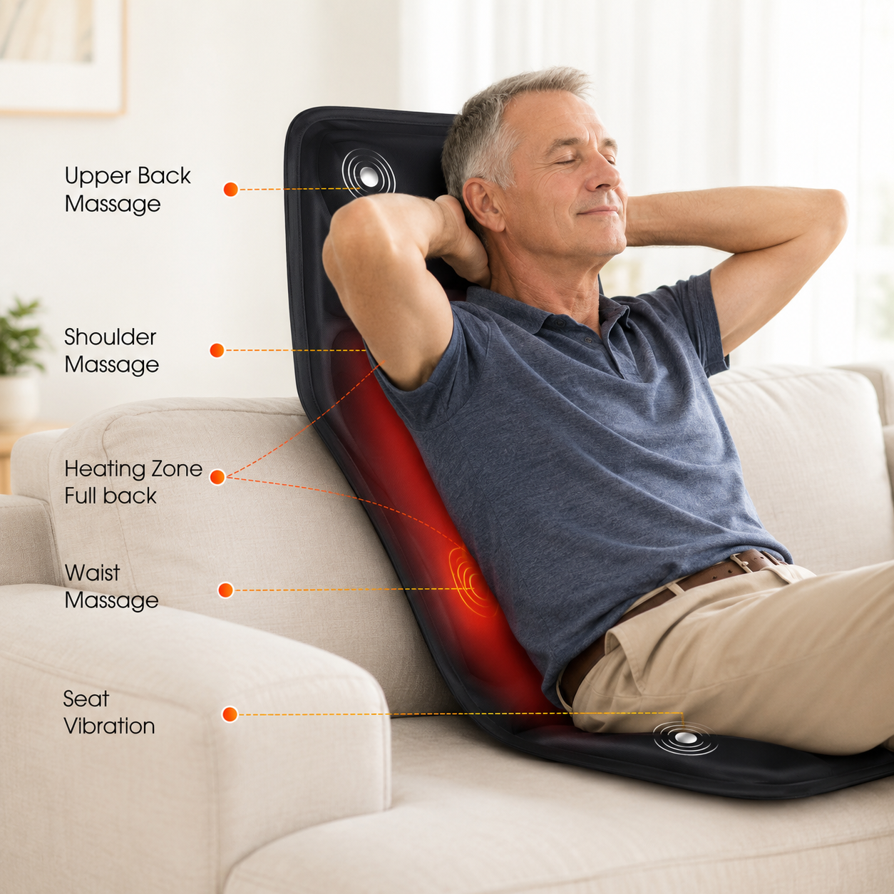 Full Body Electric Massage Seat Cushion |  Heated Vibration Massager for Car & Office