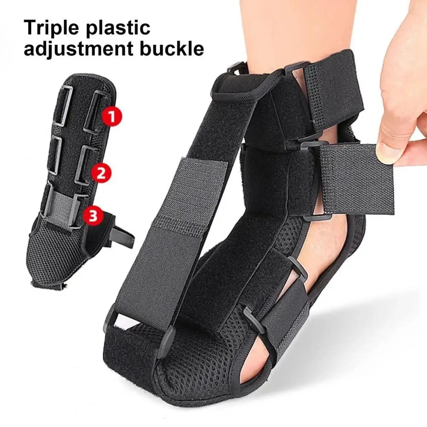 Plantar Fasciitis Night Splint - with Triple Buckle Foot Drop Brace
