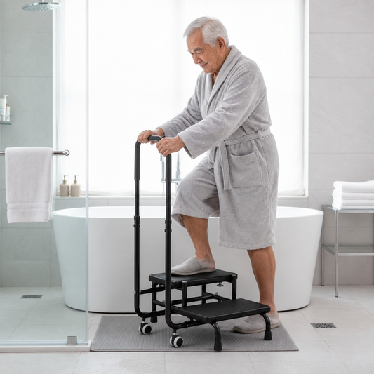 2-Step Safety Stool - with Handle for Elderly