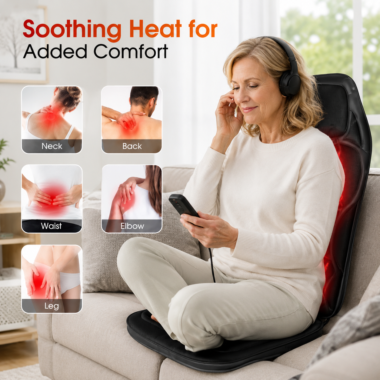 Full Body Electric Massage Seat Cushion |  Heated Vibration Massager for Car & Office